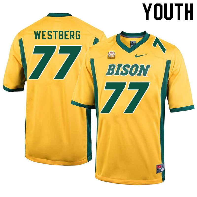 Youth #77 Brandon Westberg North Dakota State Bison College Football Jerseys Sale-Yellow - Click Image to Close